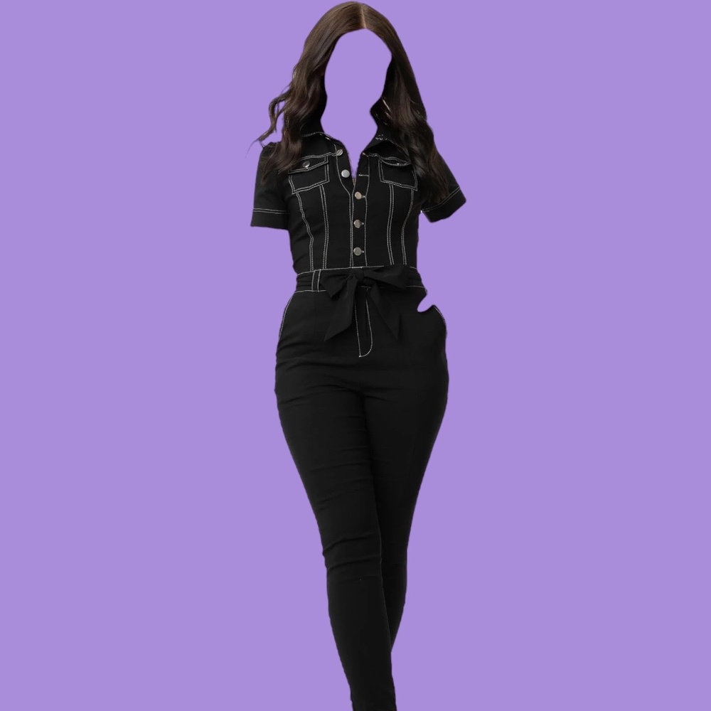 Unique Vintage Plus Size Black Skinny Leg Bexley Jumpsuit - 5X/26W $15